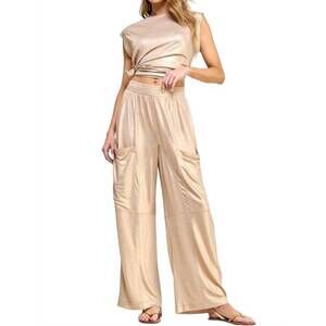 NEW MISS LOVE metallic pant in gold